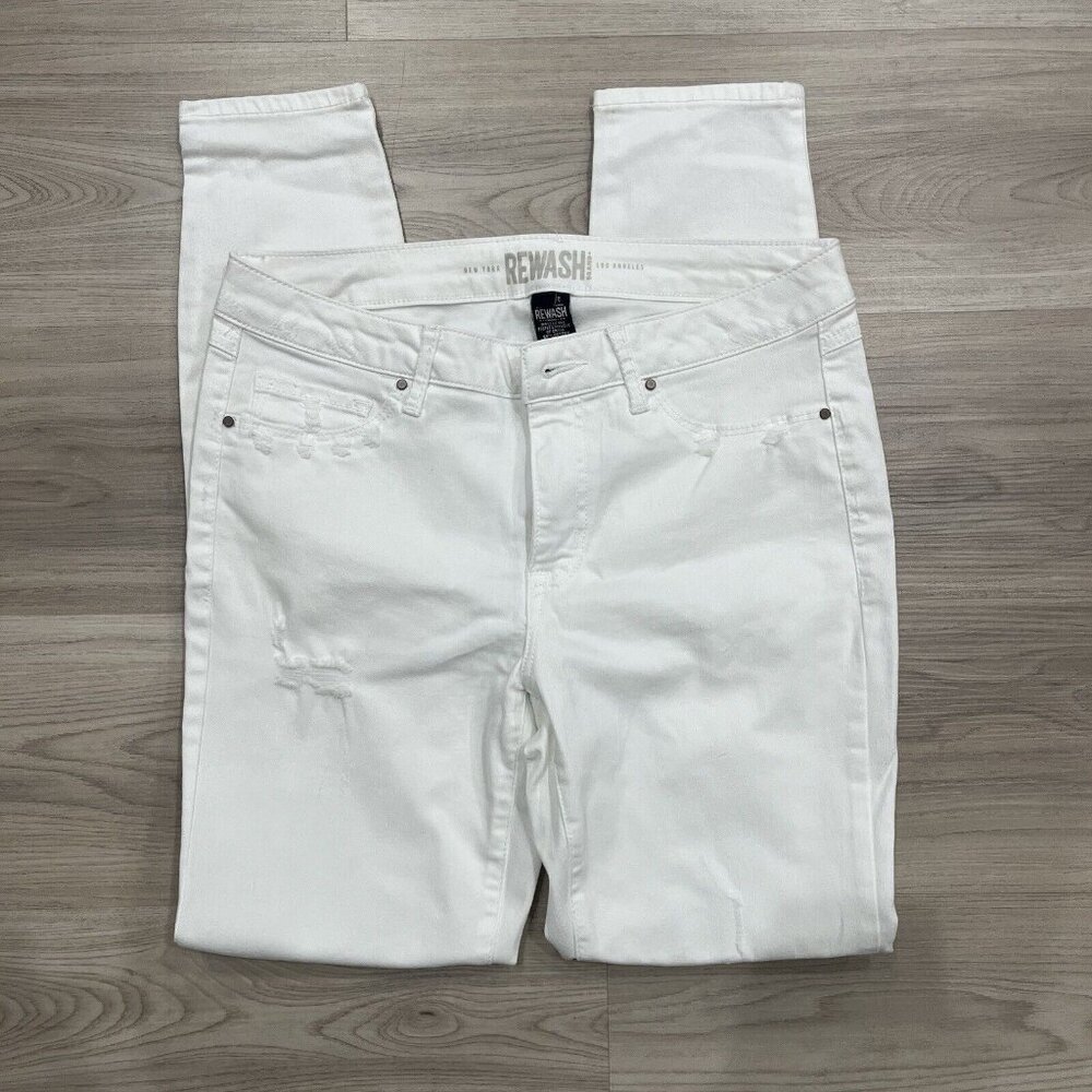 ReWash Junior SZ 9X29 Skinny Jeans Mid-Rise Stretch Pockets Zip-Fly White Womens